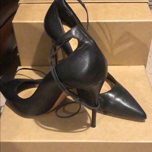 Schutz black leather 4 inch heel.